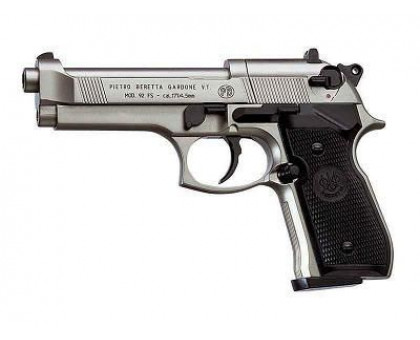 Пистолет пневматический Umarex Beretta M92 FS (никель, с чёрными накладками)