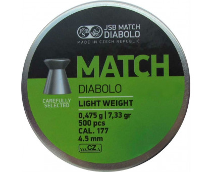 Пули пневматические JSB Green Match Diabolo (4,5 мм, 0,47 г, 500 шт)
