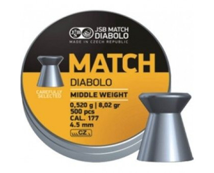 Пули пневматические JSB YELLOW Match Diabolo Middle Weight (0,52 г, 4,5 мм, 500 шт)